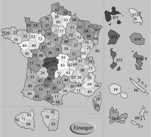France - carte des d�partements